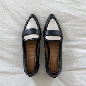 Kelly & Katie Black and Cream Pointed Toe Loafers